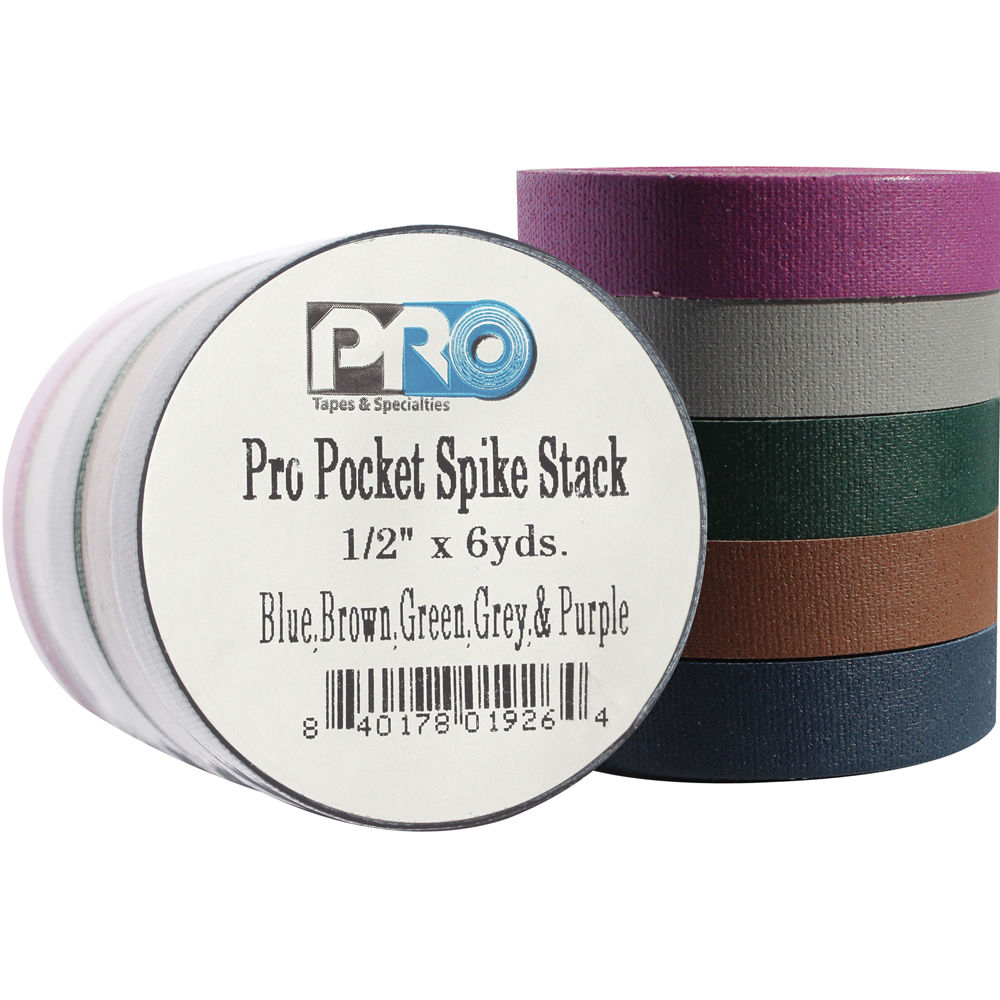 Pro "Pocket" Spike Tape Stack 5 Fluorescent Colors 1/2" x 6yds